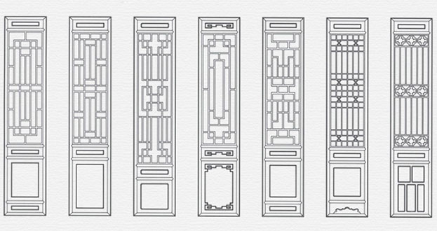 柯坪常用中式仿古花窗图案隔断设计图